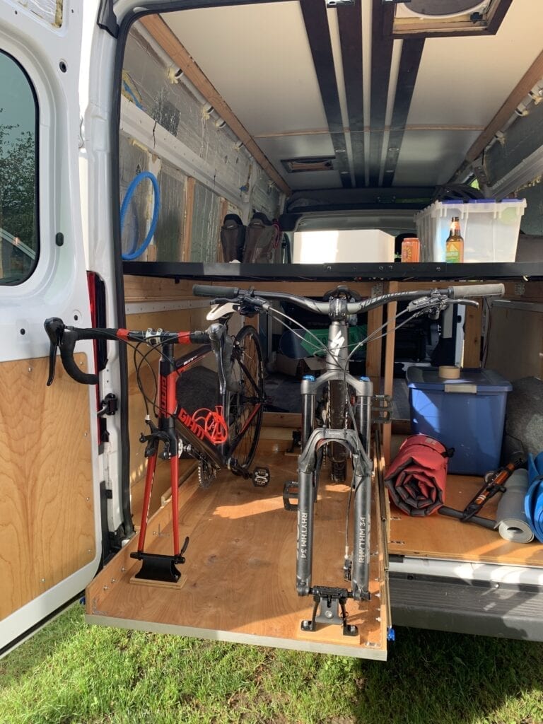 Mountain bike van life storage